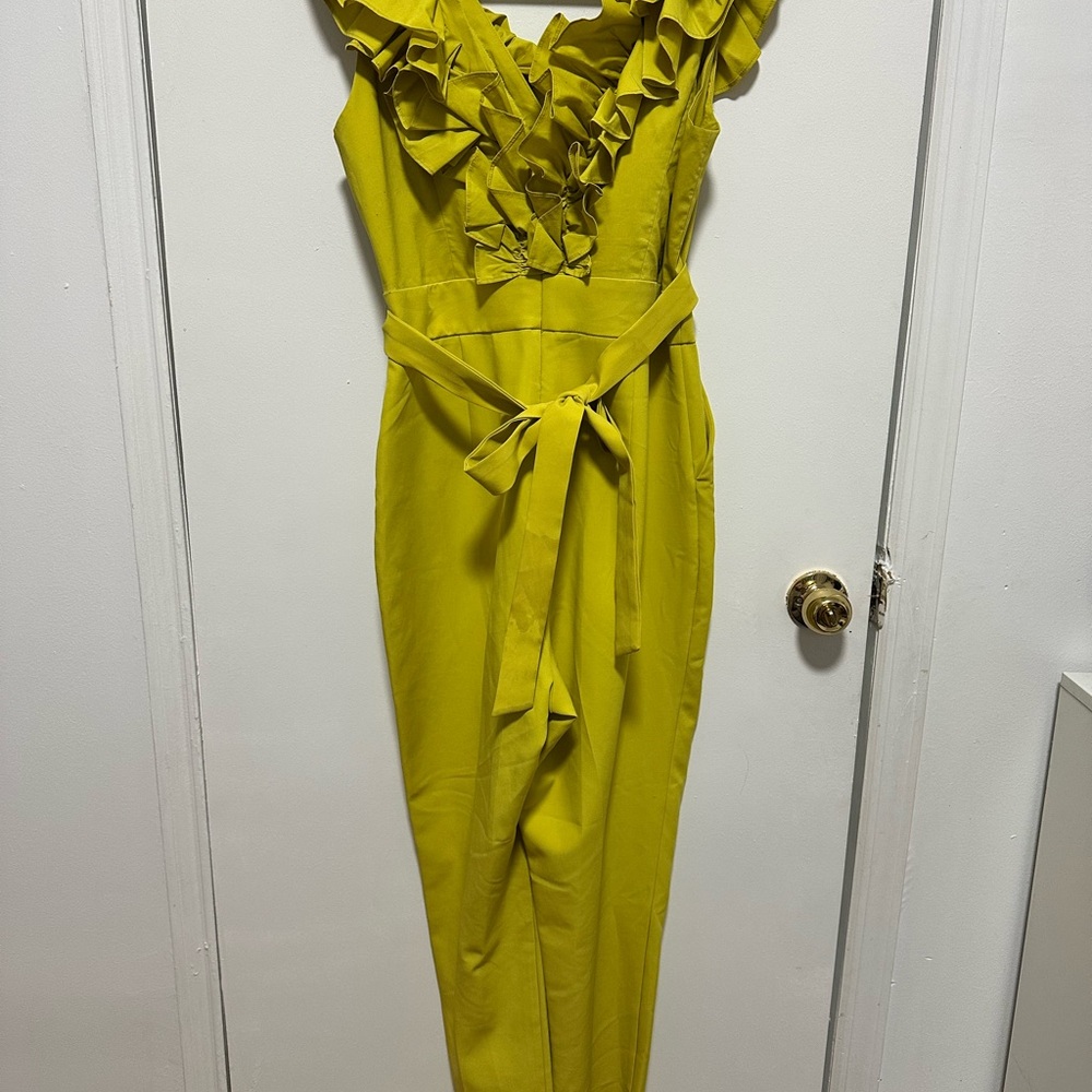 Chic Ruffled Lime Jumpsuit